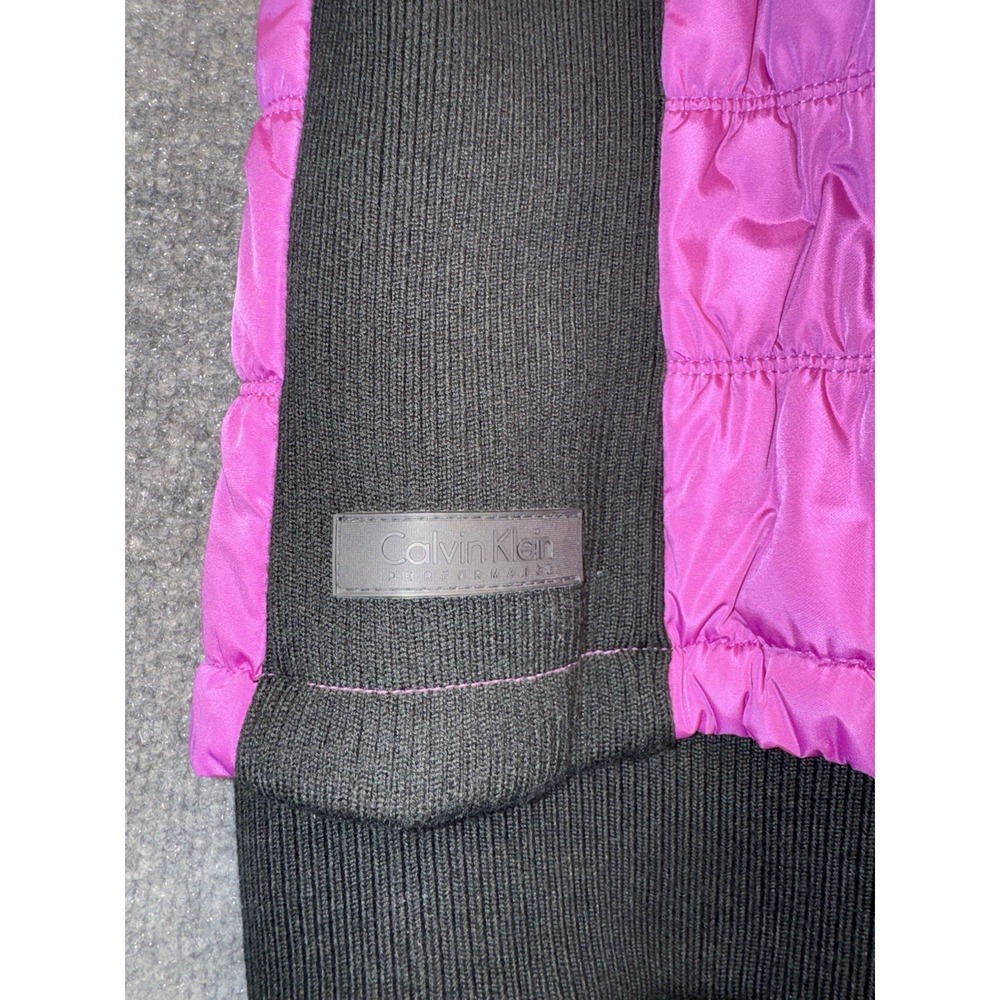 Calvin Klein Performance Women's Large Pink Black Puffer Vest Full Zip - Picture 3 of 8